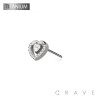 IMPLANT GRADE TITANIUM THREADLESS PUSH IN CZ DOUBLE HEART TOP PART